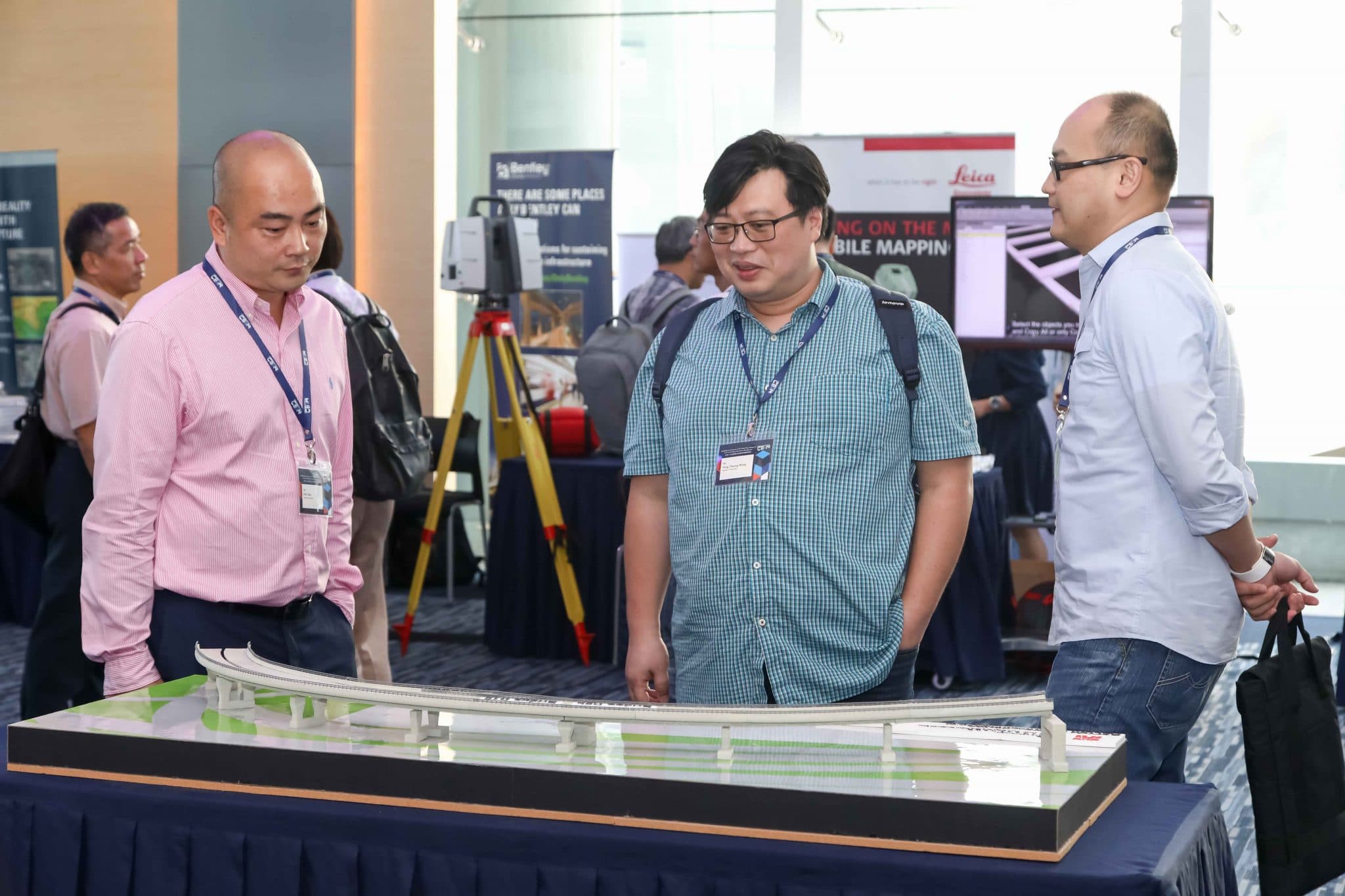 Guested looked at a 3D-printed bridge model.